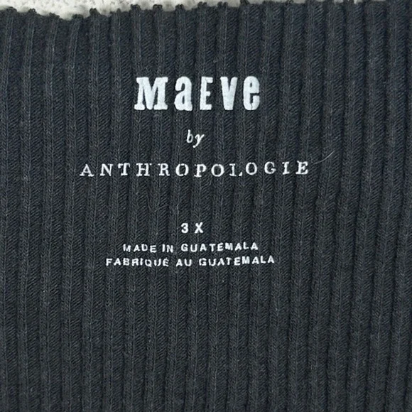 Anthropologie Maeve Alicia Mock Neck Ribbed Top Black Womens Sz 3X Bohemian Boho - Picture 6 of 16